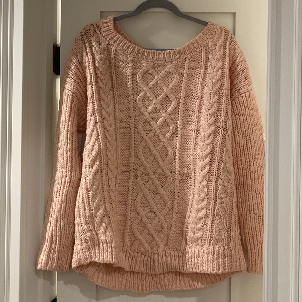 Pink cable knit sweater